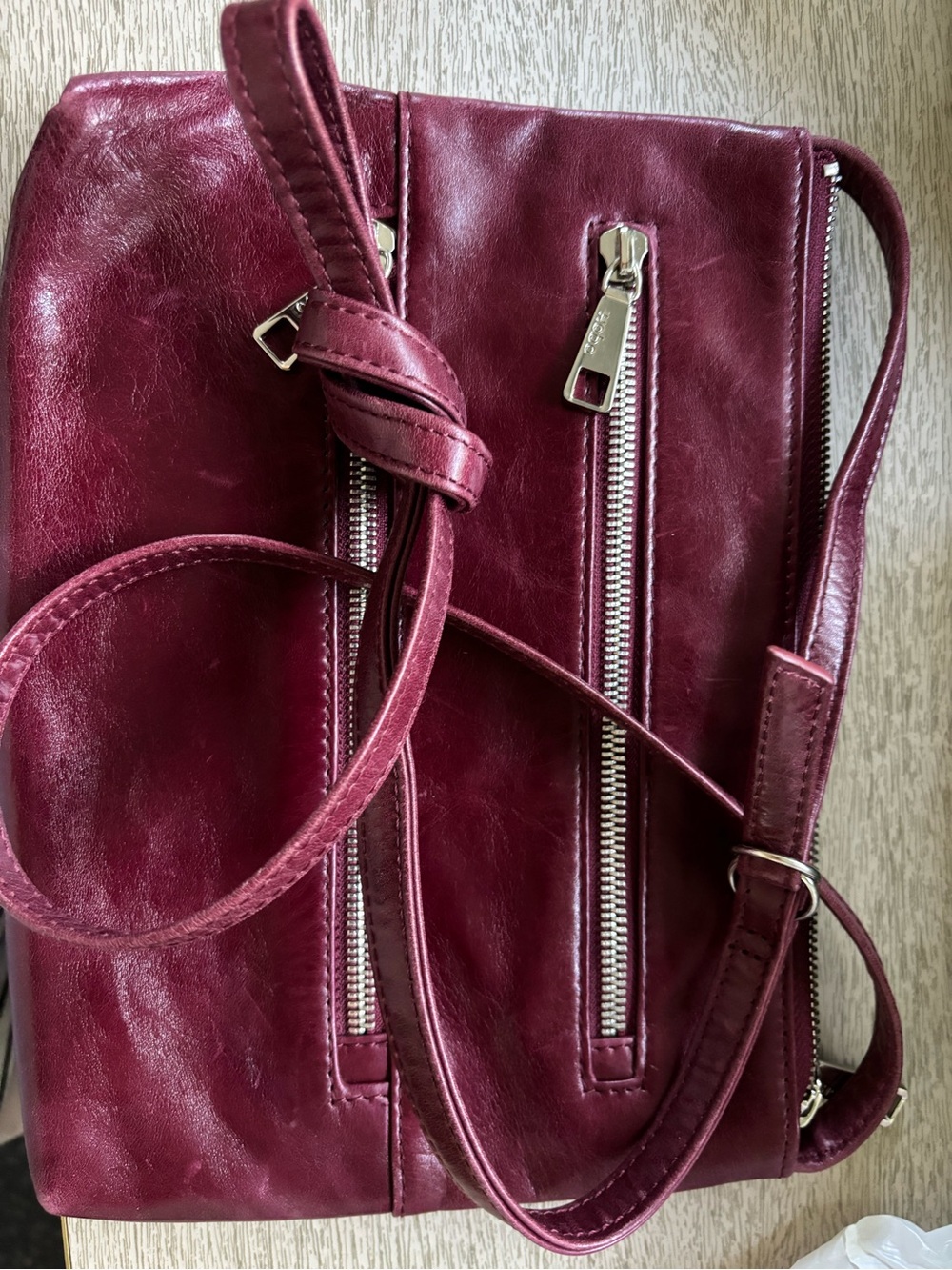 Hobo the Original Leather Crossbody Bag in Deep Burgundy - Picture 2 of 7